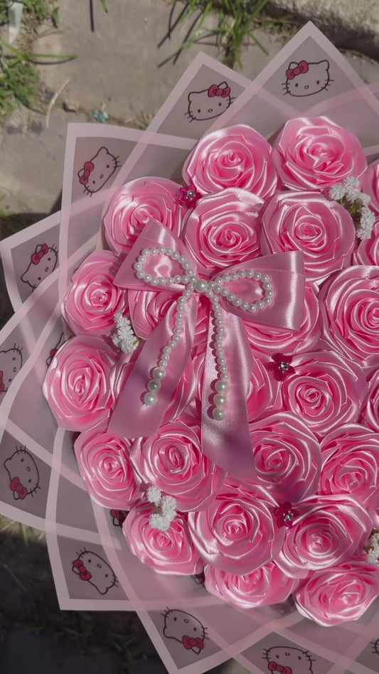 Pink colour handmade ribbon bouquet 💐 simble of love 💝