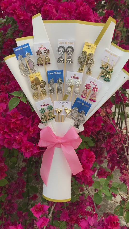 🌷 “Chic Earring Bouquet – Custom Handmade Surprise”