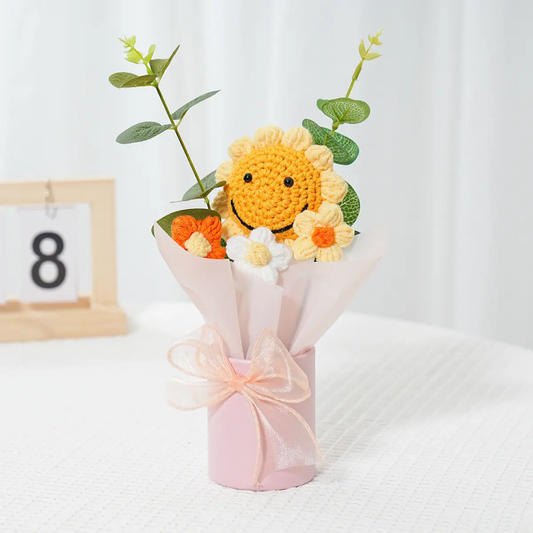 Yellow colour sunflower Bouquet 💐 Handmade Wool Flower! 🤍