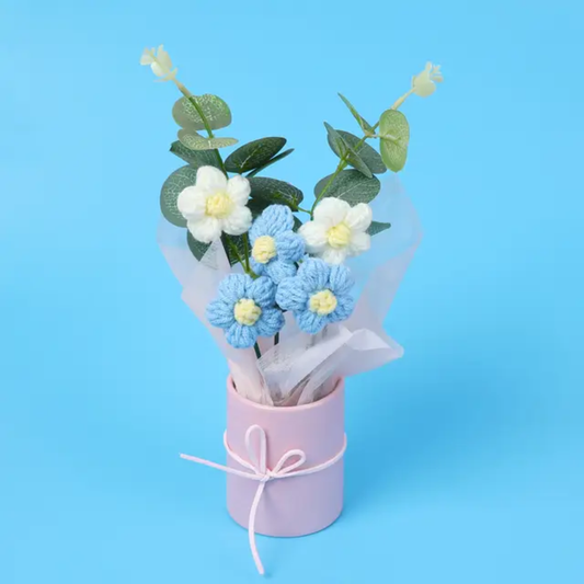 Blue 💙 and white colour handmade woolen flower bouquet 💐