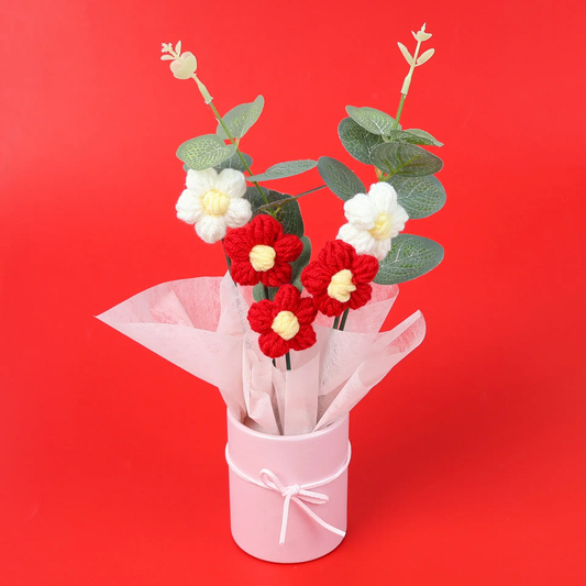 Red ♥️ and white 🤍 colour handmade woolen flower bouquet 💐