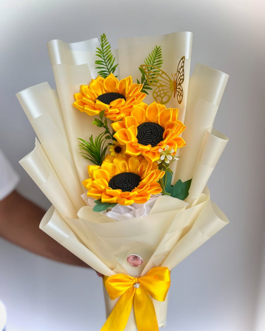 Yellow colour sunflower Bouquet 💐 Handmade with love ♥️